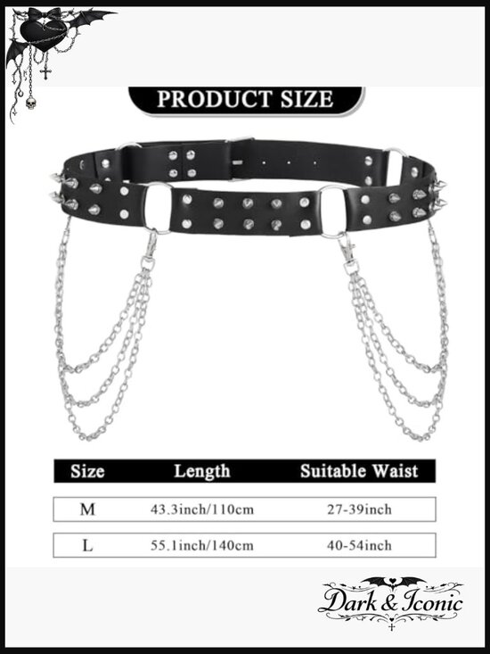 Punk Studded Waist Belt Gothic Pyramid Belt Faux Leather Adjustable main image 4